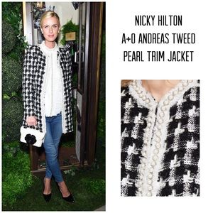 Alice Olivia Andreas Tweed Pearl Trim 